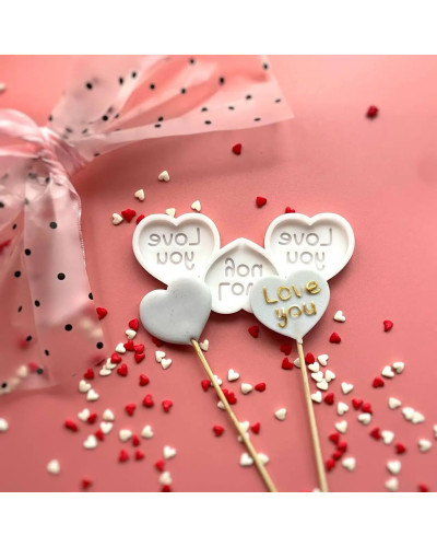 Силіконовий молд для льодяників - Сердечко Love you 