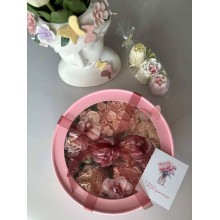 Коробка для зефіру кругла 25 х 6 см з прозорою кришкою - Рожева