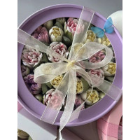 Коробка для зефіру кругла 17 х 6 см з прозорою кришкою - Лаванда