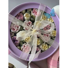 Коробка для зефіру кругла 17 х 6 см з прозорою кришкою - Лаванда