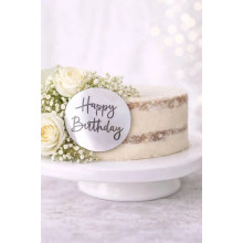 Топер для десертів акриловий Happy Birthday - коло