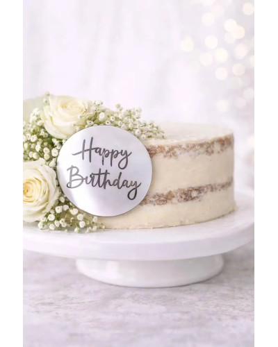 Топер для десертів акриловий Happy Birthday - коло 