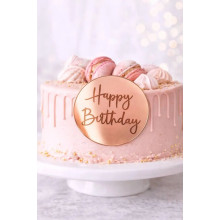 Топер для десертів акриловий Happy Birthday - коло