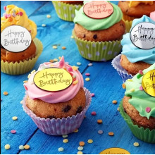 Топер для десертів акриловий Happy Birthday - коло