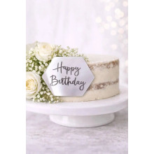 Топер для десертів акриловий Happy Birthday - шестикутник