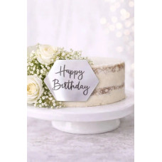 Топер для десертів акриловий Happy Birthday - шестикутник