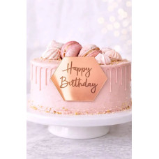 Топер для десертів акриловий Happy Birthday - шестикутник