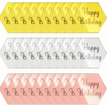 Топер для десертів акриловий Happy Birthday - шестикутник